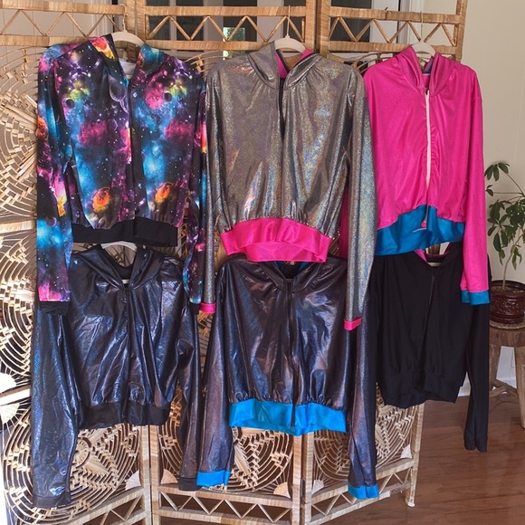 Coquetry Clothing Galaxy Print Kimberly Bomber Jacket L $135 - Picture 3 of 8